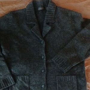 Relativity Grey Button-front Cardigan. 100% Lambswool, Made In Australia SizeL